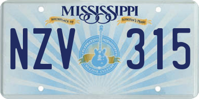 MS license plate NZV315