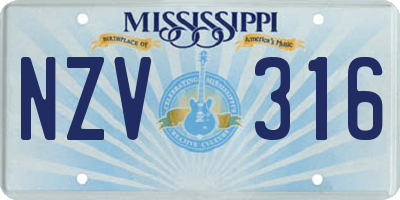 MS license plate NZV316