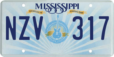 MS license plate NZV317