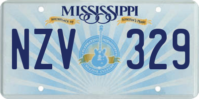 MS license plate NZV329