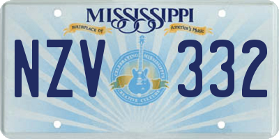 MS license plate NZV332