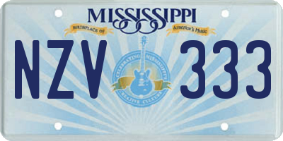 MS license plate NZV333