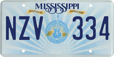 MS license plate NZV334