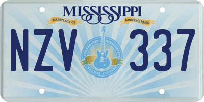 MS license plate NZV337