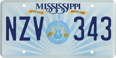 MS license plate NZV343