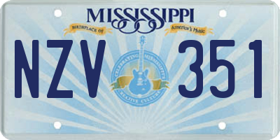 MS license plate NZV351