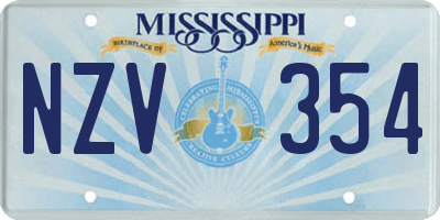 MS license plate NZV354