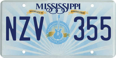 MS license plate NZV355