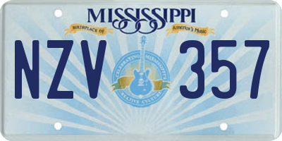 MS license plate NZV357