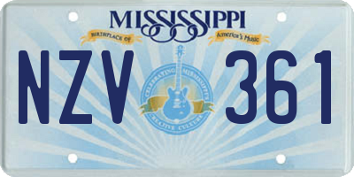 MS license plate NZV361