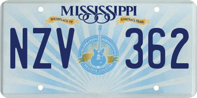 MS license plate NZV362