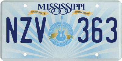 MS license plate NZV363