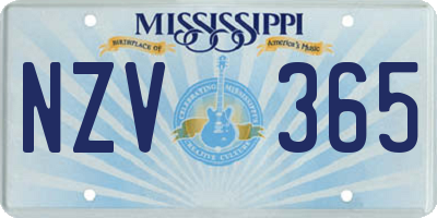 MS license plate NZV365