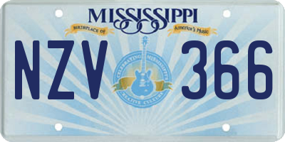 MS license plate NZV366