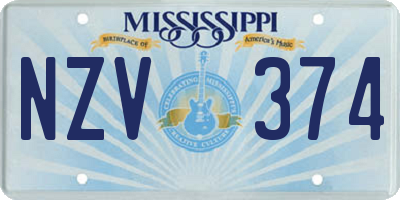 MS license plate NZV374