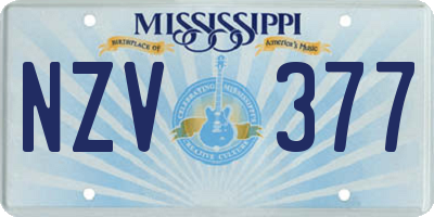 MS license plate NZV377