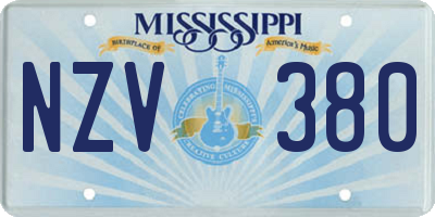 MS license plate NZV380