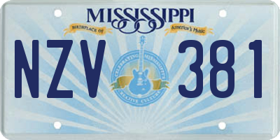 MS license plate NZV381