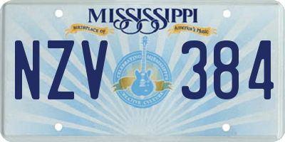 MS license plate NZV384
