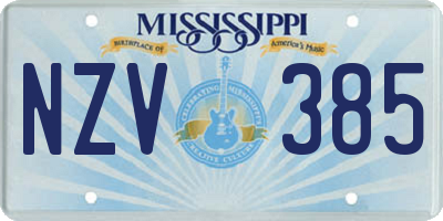 MS license plate NZV385