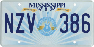 MS license plate NZV386