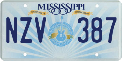 MS license plate NZV387