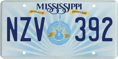 MS license plate NZV392