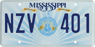MS license plate NZV401