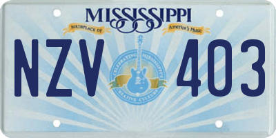 MS license plate NZV403