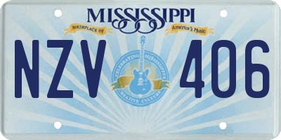 MS license plate NZV406