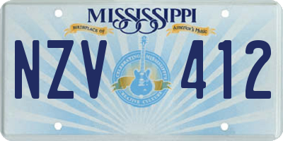 MS license plate NZV412