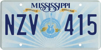 MS license plate NZV415