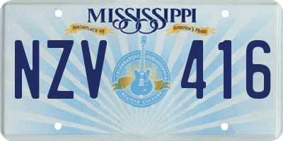MS license plate NZV416
