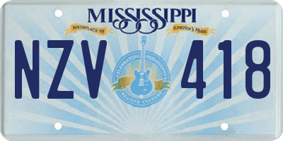 MS license plate NZV418