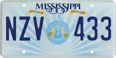 MS license plate NZV433