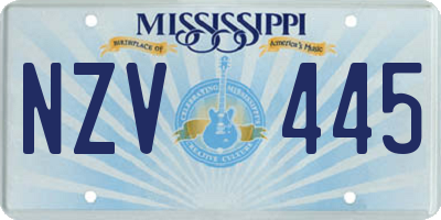 MS license plate NZV445