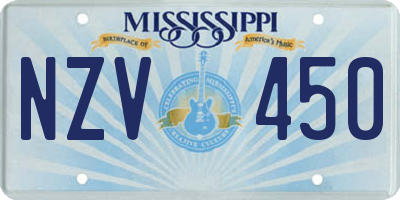 MS license plate NZV450