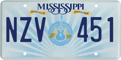 MS license plate NZV451