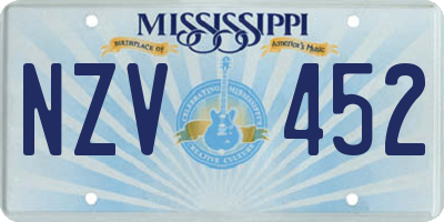 MS license plate NZV452