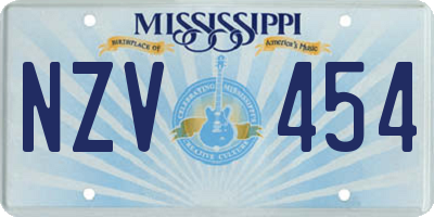 MS license plate NZV454