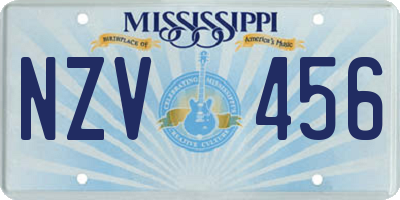 MS license plate NZV456