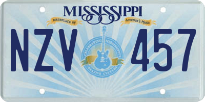 MS license plate NZV457