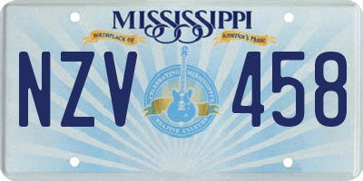 MS license plate NZV458