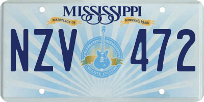 MS license plate NZV472