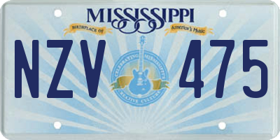 MS license plate NZV475