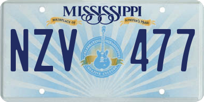 MS license plate NZV477