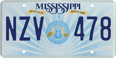 MS license plate NZV478