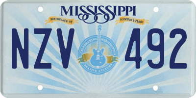 MS license plate NZV492