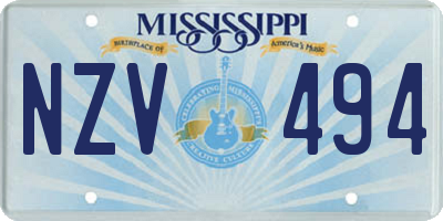 MS license plate NZV494
