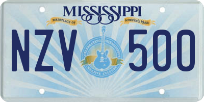 MS license plate NZV500